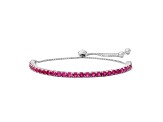 Round Lab Created Ruby Sterling Silver Bolo Bracelet 4.03ctw