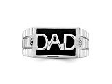 Rhodium Over 14k White Gold Polished Satin Onyx and Diamond DAD Men's Ring