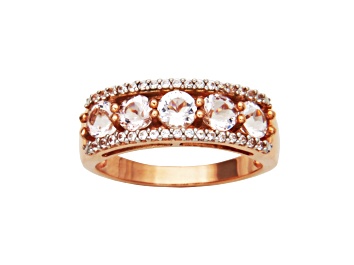Picture of Cor-De-Rosa™ Morganite and White Lab Created Sapphire 10k Rose Gold Band Ring 1.24ctw