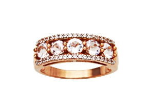 Cor-De-Rosa™ Morganite and Lab Created White Sapphire 10k Rose Gold Band Ring 1.24ctw