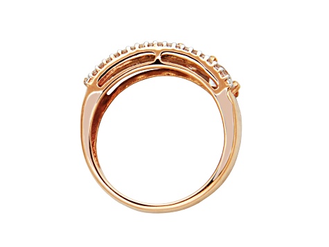 Cor-De-Rosa™ Morganite and White Lab Created Sapphire 10k Rose Gold Band Ring 1.24ctw