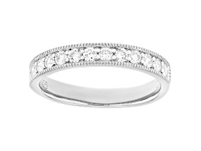 White Lab-Grown Diamond F-G SI Rhodium Over Sterling Silver Band Ring 1.00ctw