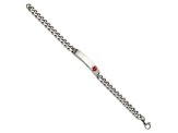 Stainless Steel Polished with Red Enamel 8.75-inch Medical ID Bracelet