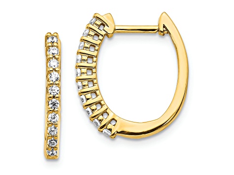 14K Yellow Gold Lab Grown Diamond SI1/SI2, G H I, Hinged Hoop Earrings