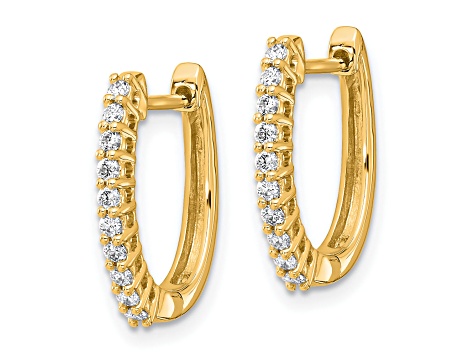 14K Yellow Gold Lab Grown Diamond SI1/SI2, G H I, Hinged Hoop Earrings