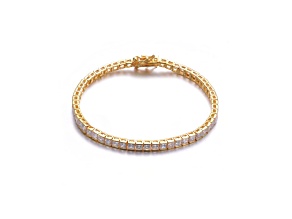 White Cubic Zirconia, 14K Gold Plated over Sterling Silver Tennis Bracelet