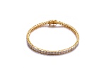 White Cubic Zirconia, 14K Gold Plated over Sterling Silver Tennis Bracelet