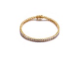 White Cubic Zirconia, 14K Gold Plated over Sterling Silver Tennis Bracelet