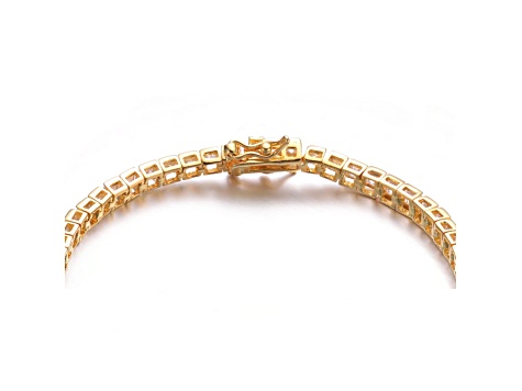 White Cubic Zirconia, 14K Gold Plated over Sterling Silver Tennis Bracelet