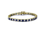 Blue Cubic Zirconia, 14K Gold Plated over Sterling Silver Tennis Bracelet