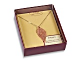 Copper Dipped Evergreen Leaf 20 Inch Gold-tone Necklace