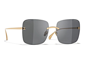 Picture of Chanel Gold Tone Square Frame / Gray Lenses Sunglasses