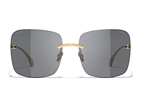 Chanel Gold Tone Square Frame / Gray Lenses Sunglasses - 164D8A | JTV