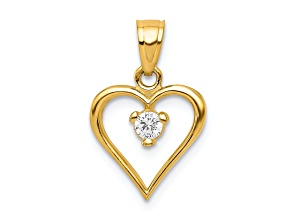 10k Yellow Gold Cubic Zirconia Heart Charm