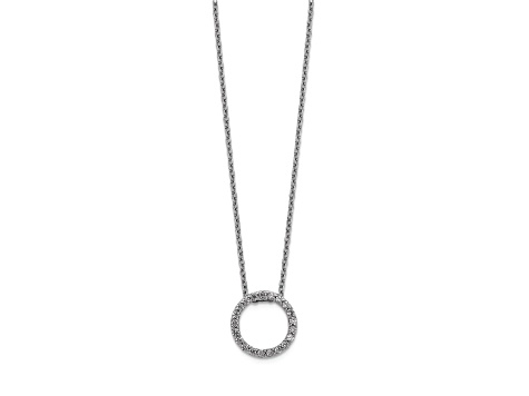 Rhodium Over 10k White Gold 0.25 ctw Diamond Circle Pendant with 18 inch Cable Chain