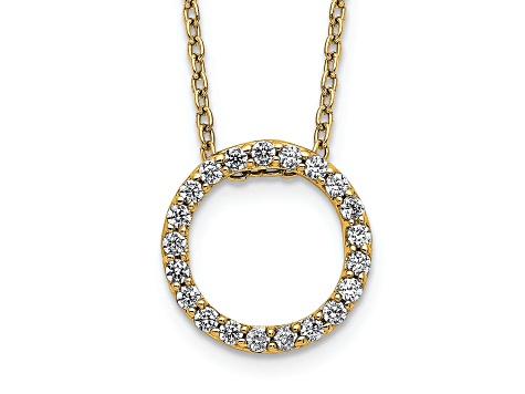 10k Yellow Gold 0.25 ctw Diamond Circle Pendant with 18 inch Cable Chain