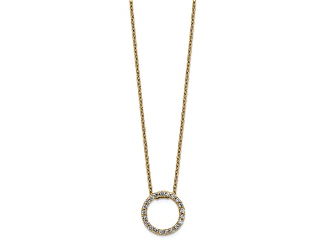 10k Yellow Gold 0.25 ctw Diamond Circle Pendant with 18 inch Cable Chain