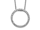 Rhodium Over 10k White Gold 0.46 ctw Diamond Circle Pendant with 18 inch Cable Chain