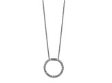 Rhodium Over 10k White Gold 0.46 ctw Diamond Circle Pendant with 18 inch Cable Chain