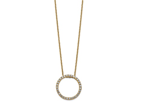 10k Yellow Gold 0.46 ctw Diamond Circle Pendant with 18 inch Cable Chain