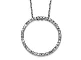 Rhodium Over 10k White Gold 0.6 ctw Diamond Circle Pendant with 18 inch Cable Chain