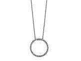 Rhodium Over 10k White Gold 0.6 ctw Diamond Circle Pendant with 18 inch Cable Chain