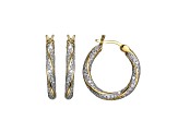 White Cubic Zirconia Rhodium And 18K Yellow Gold Over Sterling Silver Hoop Earrings 2.89ctw