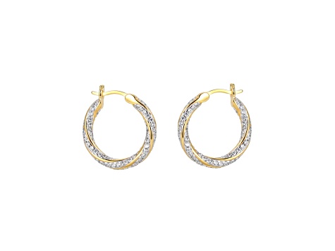 White Cubic Zirconia Rhodium And 18K Yellow Gold Over Sterling Silver Hoop Earrings 2.89ctw