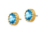 10k Yellow Gold Polished 1.56ctw Oval Sky Blue Topaz December Birthstone Stud Earrings