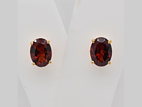 2.80ctw Oval Garnet 14K Yellow Gold Over Sterling Silver Stud Earrings