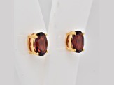 2.80ctw Oval Garnet 14K Yellow Gold Over Sterling Silver Stud Earrings