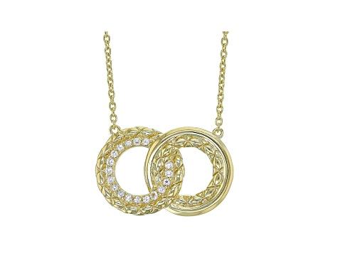 Judith Ripka 0.27ctw White Topaz Accented 14k Gold Clad Interlocking Ring Necklace