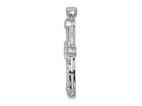 Rhodium Over 14K White Gold 1/3ct. Diamond Cross Pendant