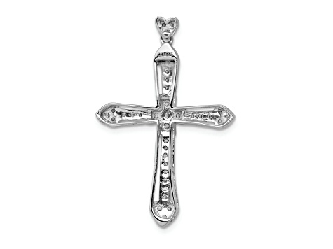 Rhodium Over 14K White Gold 1/3ct. Diamond Cross Pendant