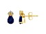 6x4mm Pear Shape Sapphire with Diamond Accents 14k Yellow Gold Stud Earrings