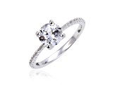 Round White Topaz Sterling Silver Solitare Ring, 1.90ctw