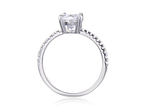 Round White Topaz Sterling Silver Solitare Ring, 1.90ctw