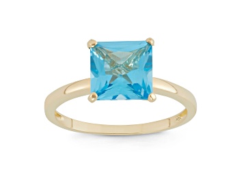 Picture of Princess Cut Swiss Blue Topaz 10K Yellow Gold Ring 2.60ctw