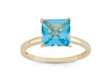 Princess Cut Swiss Blue Topaz 10K Yellow Gold Ring 2.60ctw