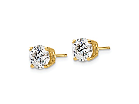 14K Yellow Gold Certified Lab Grown Diamond 2ct. VS/SI GH+, 4-Prong Earrings