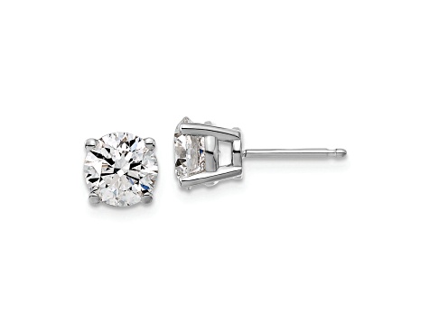 Rhodium Over 14K Gold Certified Lab Grown Diamond 2ct. VS/SI GH+, 4-Prong Earrings