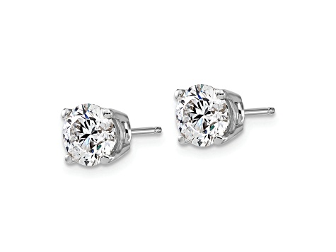 Rhodium Over 14K Gold Certified Lab Grown Diamond 2ct. VS/SI GH+, 4-Prong Earrings