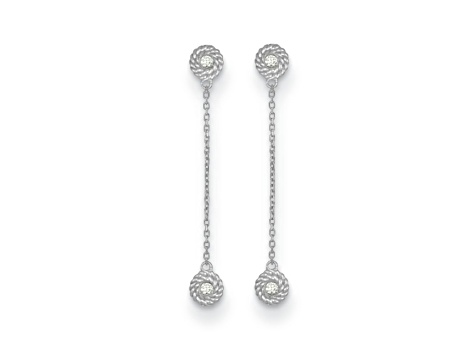 Rhodium Over 14K White Gold Diamond Circles Dangle Post Earrings