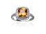 Square Cushion Citrine Sterling Silver Solitaire with Beaded Halo Ring, 1.95ct