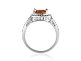 Square Cushion Citrine Sterling Silver Solitaire with Beaded Halo Ring, 1.95ct