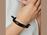 Black Nylon and Stainless Steel Polished IP-plated Adjustable Medical ID Bracelet