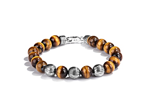 Star Wars™ Fine Jewelry The Wookiee Tigers Eye Shamballa Bead Rhodium Over Silver Mens Bracelet