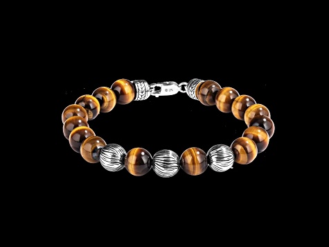 Star Wars™ Fine Jewelry The Wookiee Tigers Eye Shamballa Bead Rhodium Over Silver Mens Bracelet