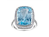 Blue Topaz Sterling Silver Halo Ring 13.04ctw
