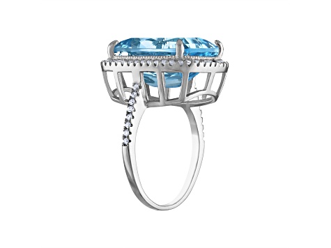 Blue Topaz Sterling Silver Halo Ring 13.04ctw